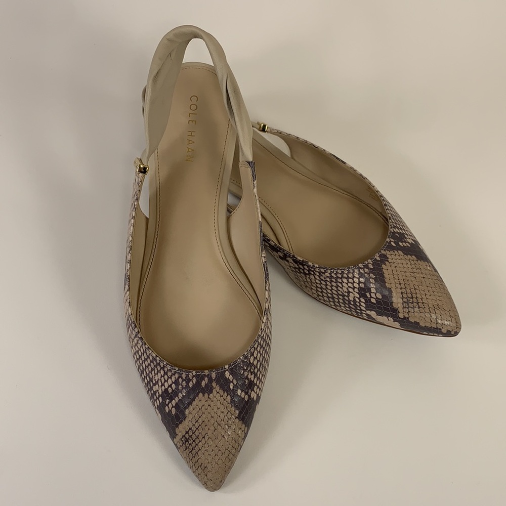 Cole Haan Eden Snakeskin Print Slingback Skimmer Flat, PYTHN PRNT, Size 7B